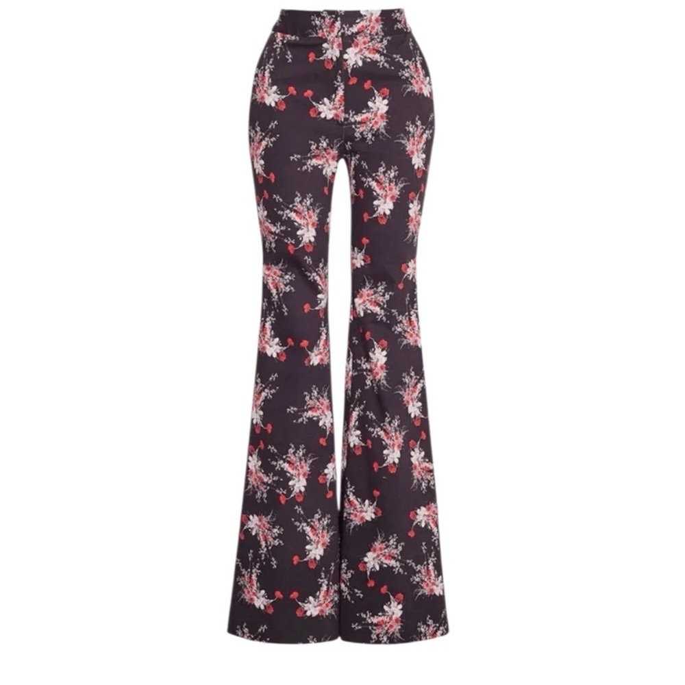 Adam Lippes WOMENS Black Floral Wide Leg Jeans size 2